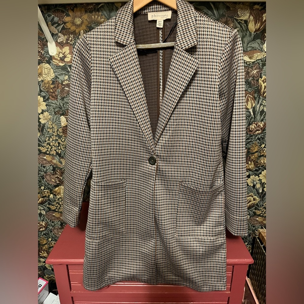 Philosophy Republic Houndstooth Blazer - Brown and Black
